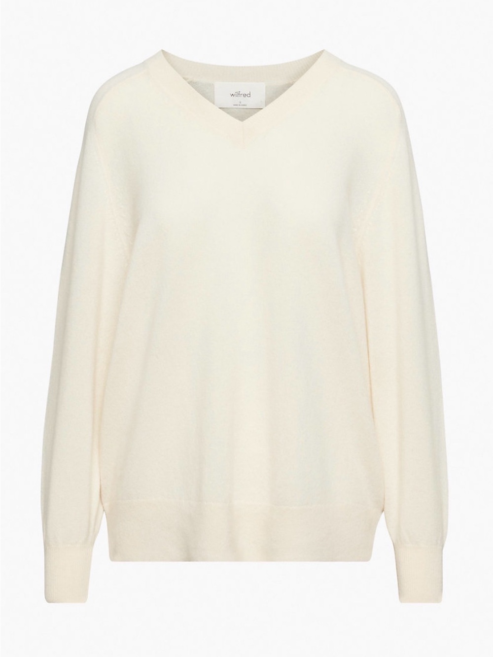 Aritzia Wilfred | Nobility LiteLuxe 100% Cashmere V-Neck Sweater | Ivory